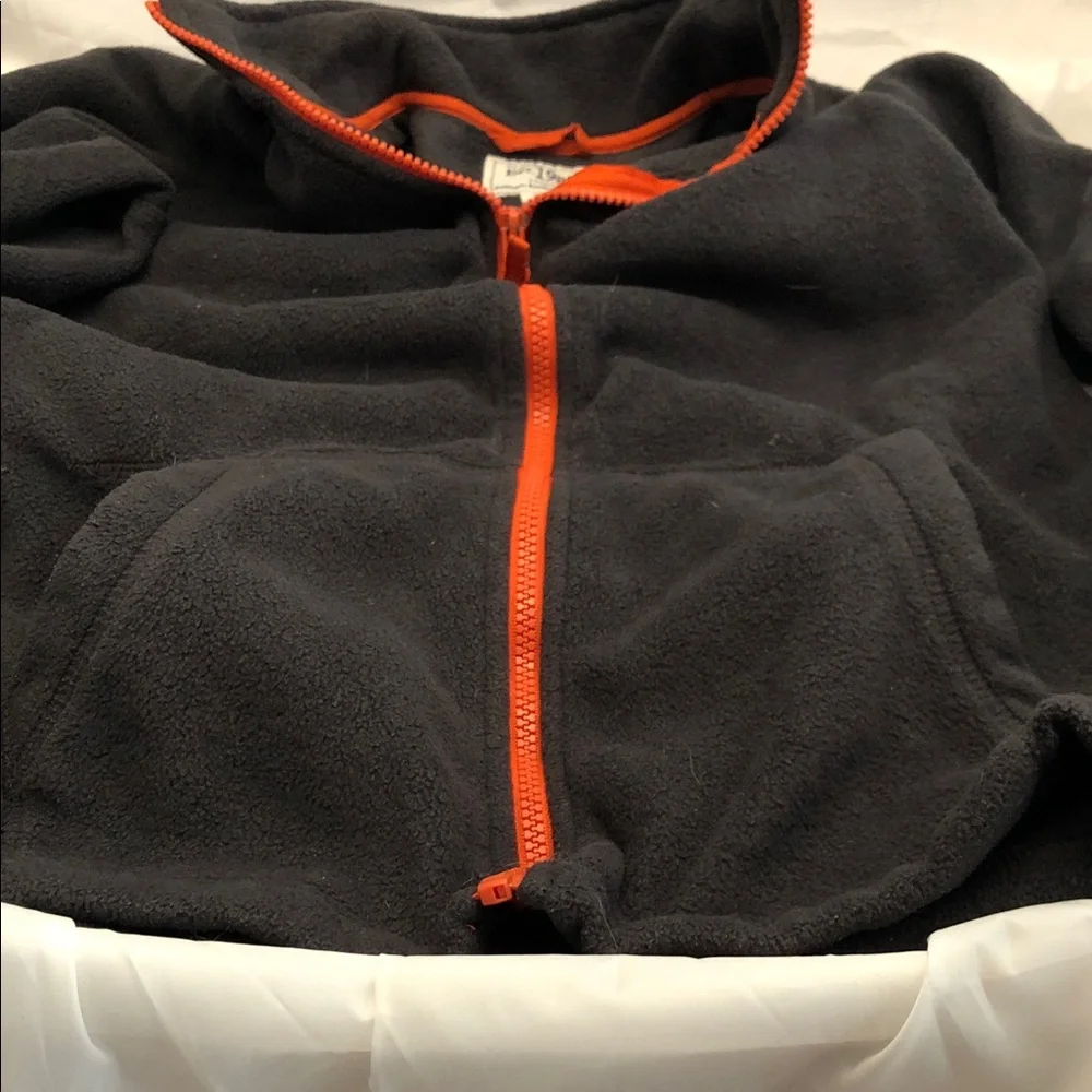 Kids The Children's Place Charcoal grey Fleece Jacket with Orange Zipper